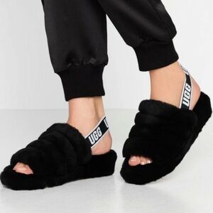 UGG Black Fluff Yeah Slide Sandals